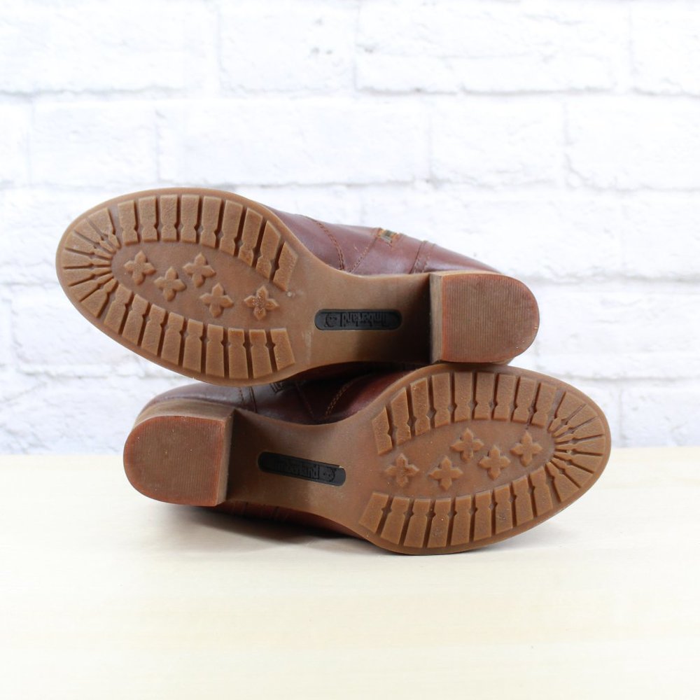 TIMBERLAND Brown Leather Heeled Ankle Boots Side Z - Picture 9 of 9